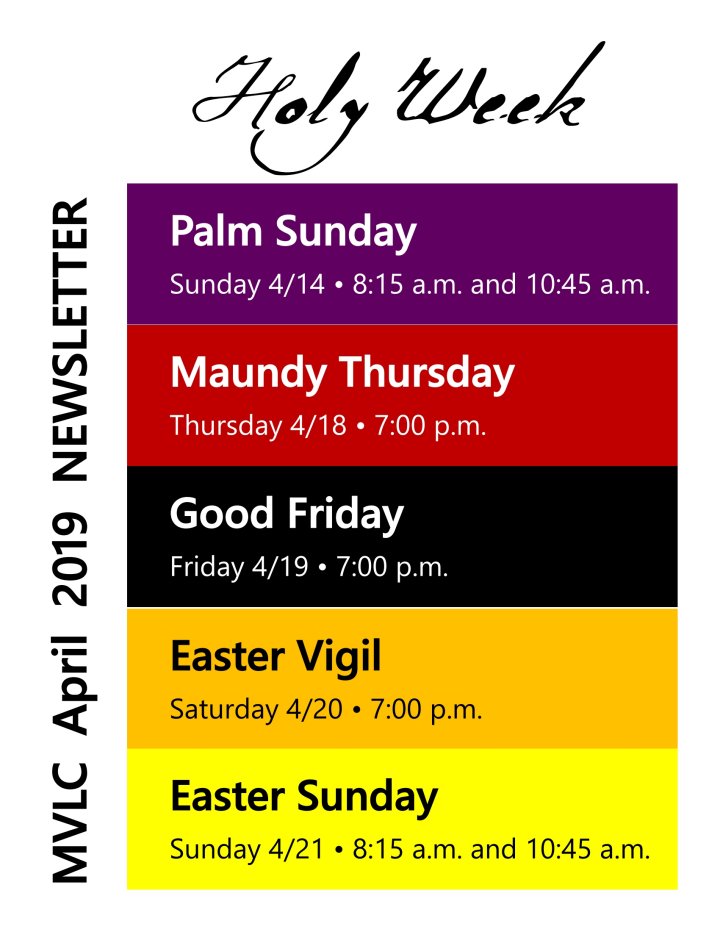 April 2019 Newsletter – Mountain View Lutheran Church